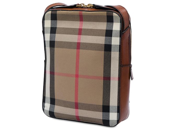 Borsa a tracolla Burberry Beige House Check Canvas - vista 2