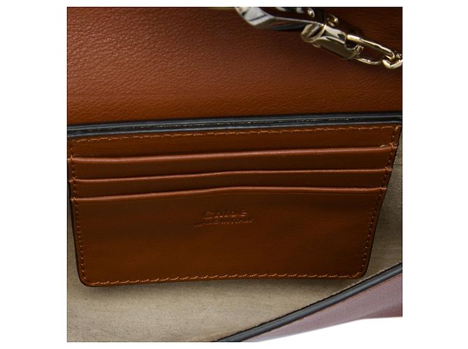 Chloé Mini Borsa a Tracolla Faye in Vitello e Camoscio Marrone con Catena - vista 4