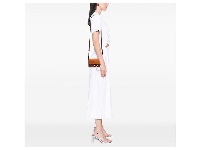Chloé Mini Borsa a Tracolla Faye in Vitello e Camoscio Marrone con Catena - vista 5