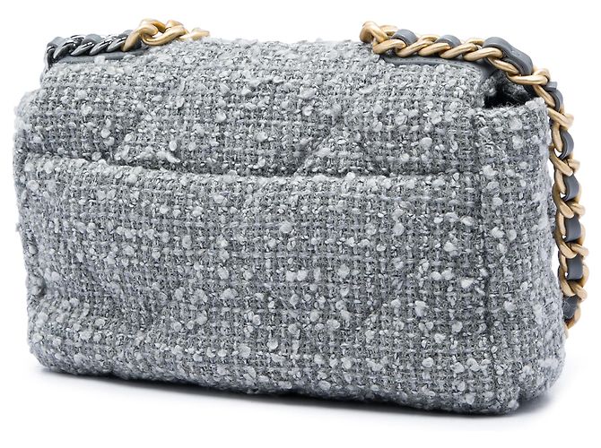 Chanel Gray Medium Tweed 19 Flap Marrone - vista 2