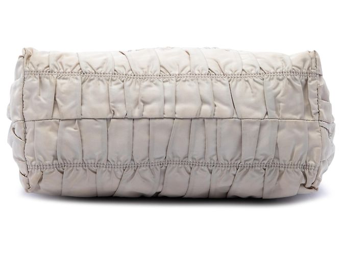 Borsa Satchel Prada in Tessuto Gaufre Marrone Beige - vista 3
