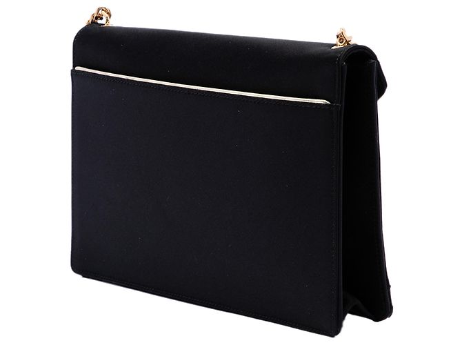 Borsa a tracolla Gaby in raso nero con monogramma Saint Laurent - vista 2