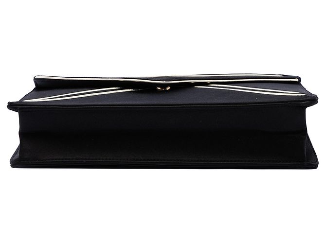Borsa a tracolla Gaby in raso nero con monogramma Saint Laurent - vista 3