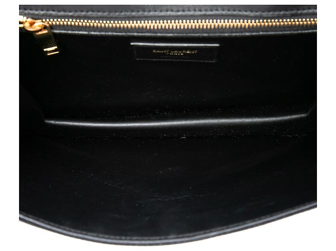 Borsa a tracolla Gaby in raso nero con monogramma Saint Laurent - vista 4