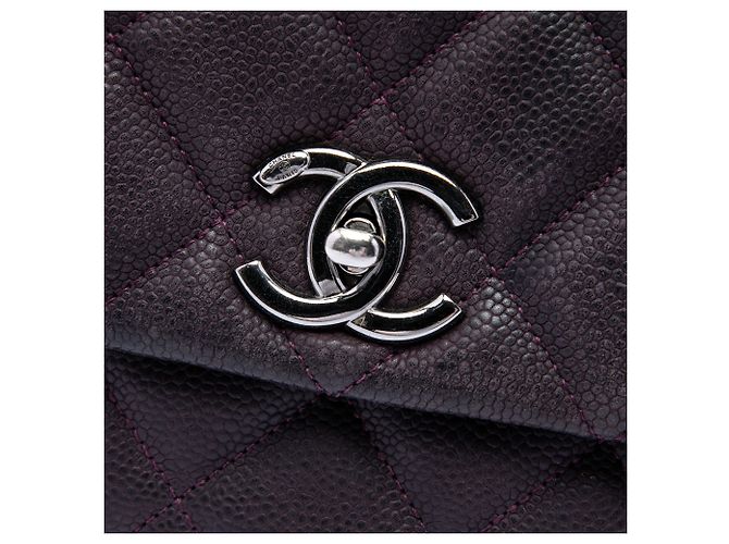 Chanel Purple Matte Quilted Caviar Leather Lady Pearly Flap Porpora - vista 5
