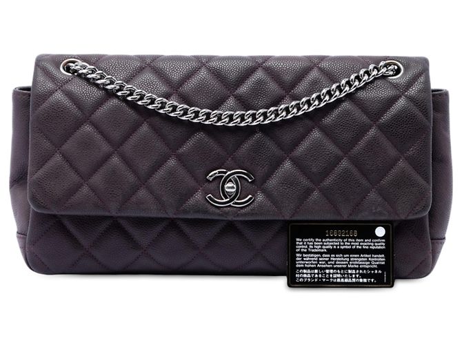 Chanel Purple Matte Quilted Caviar Leather Lady Pearly Flap Porpora - vista 7