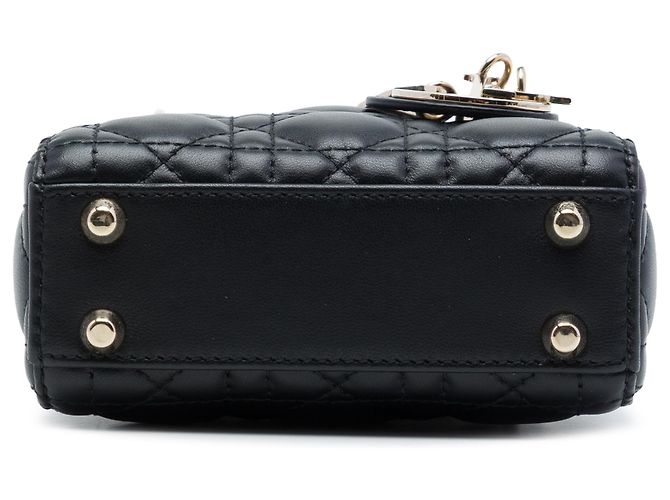 Dior Black Micro Lambskin Cannage Lady Dior Nero - vista 3