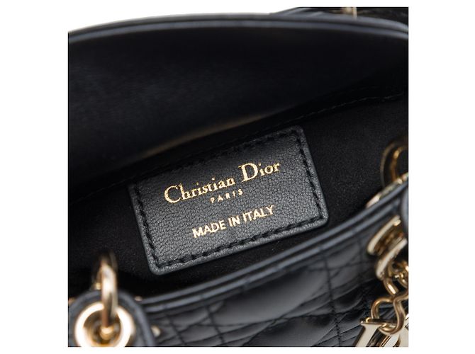 Dior Black Micro Lambskin Cannage Lady Dior Nero - vista 5