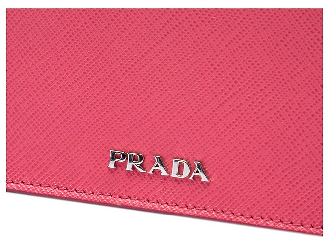Prada Bicolor Saffiano Turn Lock Geldbörse mit Riemen in Rosa Pink - Ansicht 5