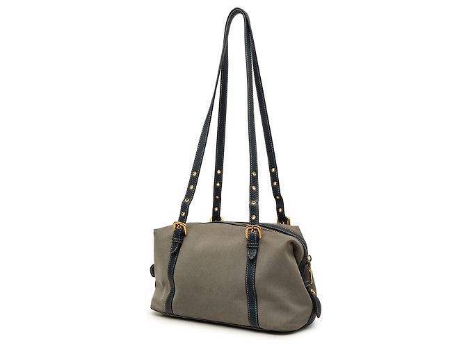 Borsa a tracolla Prada in tela Canapa marrone con logo - vista 2