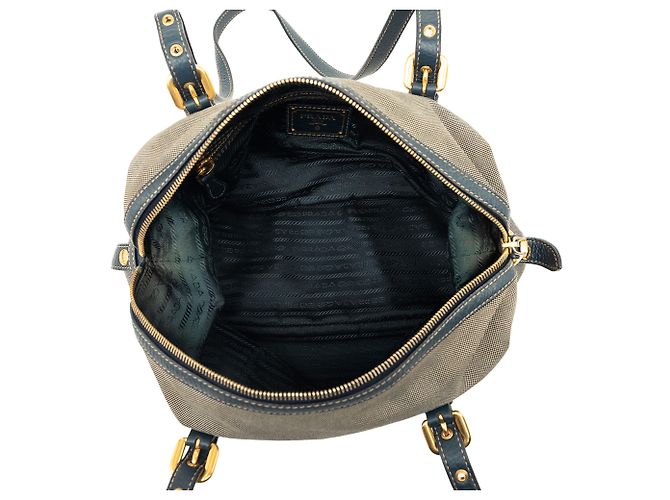 Borsa a tracolla Prada in tela Canapa marrone con logo - vista 5