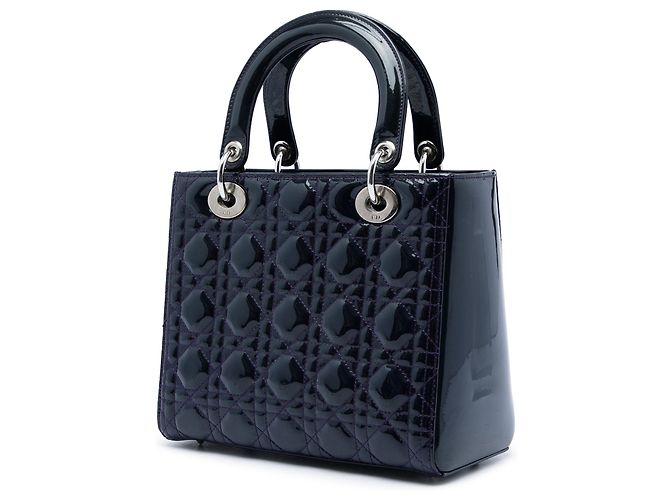 Dior Purple Medium Patent Cannage Lady Dior Porpora - vista 2