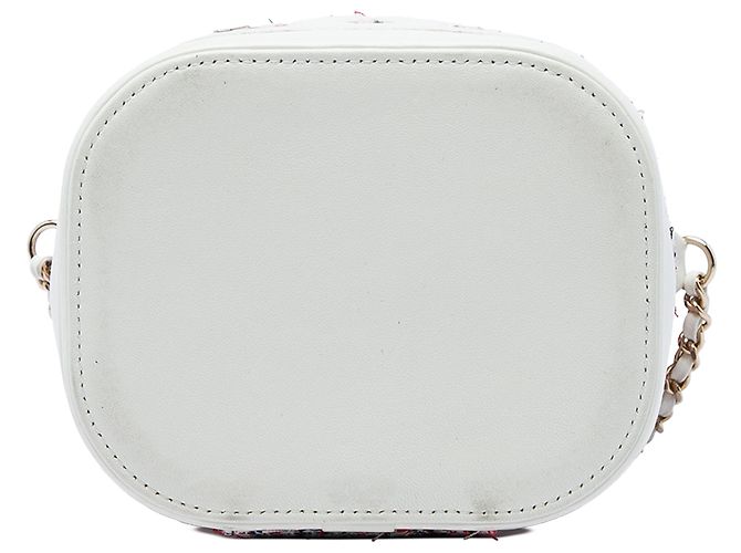 Vanity Necessaire Chanel in Tweed Rosso e Pelle di Agnello CC - vista 3