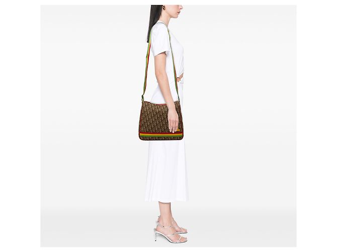 Borsa a tracolla Dior Brown Oblique Canvas Rasta Marrone - vista 6