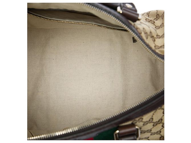 Borsa Boston Gucci Joy media in tela GG beige con banda Web - vista 4