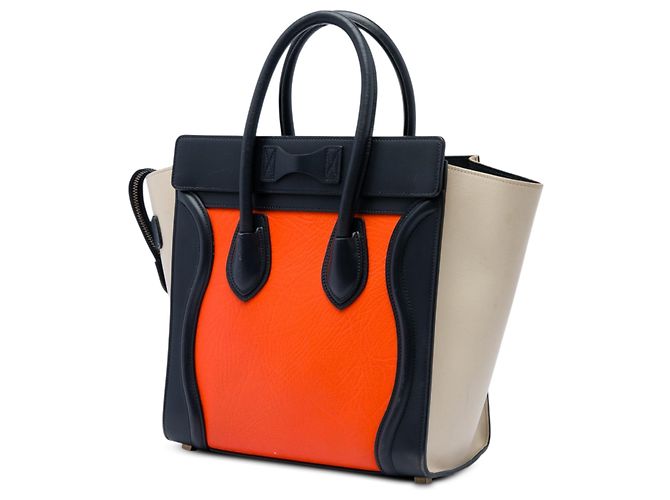 Céline Celine Luggage Tote Micro aus tricolor Leder in Orange - Ansicht 2