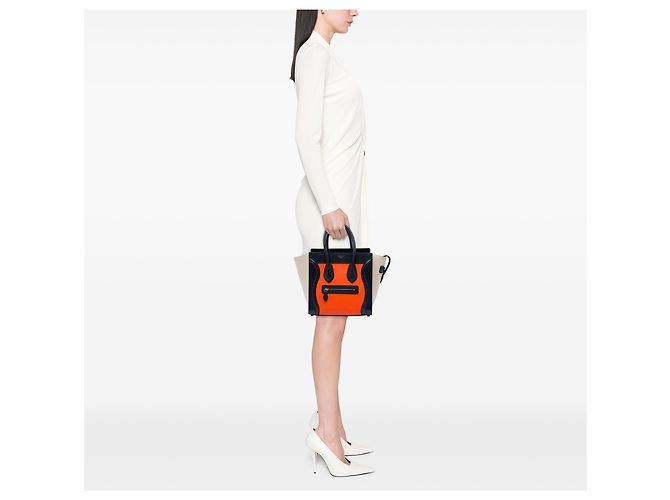 Céline Celine Luggage Tote Micro aus tricolor Leder in Orange - Ansicht 6
