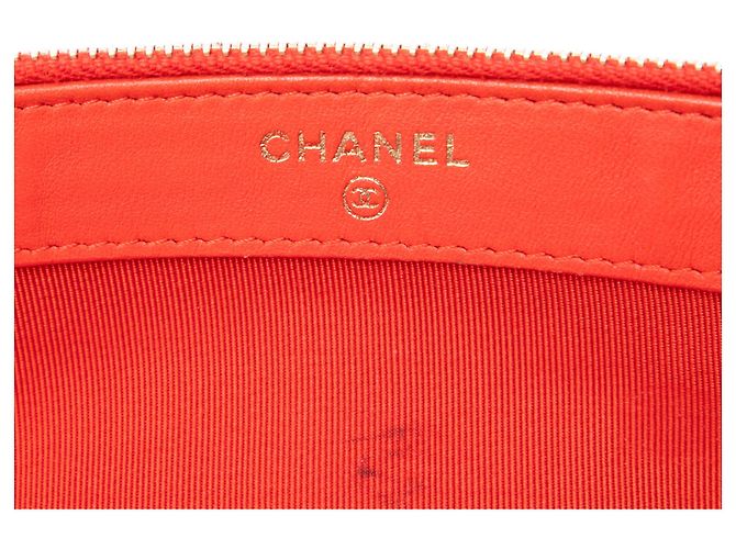 Clutch Chanel Orange CC in pelle di agnello matelassé con doppia zip e catena Arancione - vista 5
