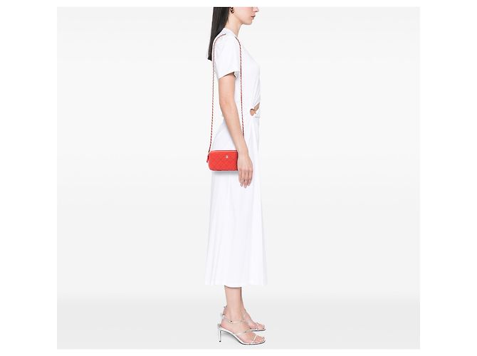 Clutch Chanel Orange CC in pelle di agnello matelassé con doppia zip e catena Arancione - vista 6