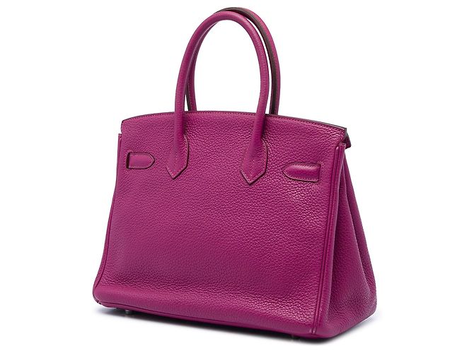Hermès Birkin Retourne 30 in pelle Clemence viola Porpora - vista 2