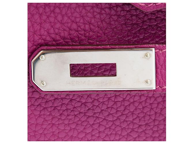 Hermès Birkin Retourne 30 in pelle Clemence viola Porpora - vista 5