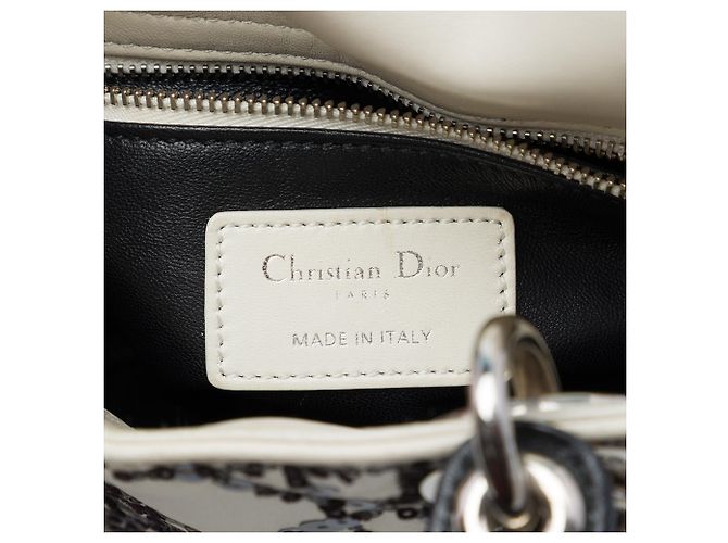 Dior Mini Lady Dior in vitello Cannage bianco con paillettes - vista 5