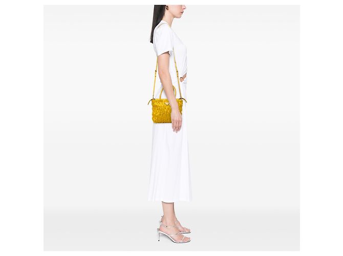 Borsa Satchel Prada in Tessuto Gaufre Gialla Giallo - vista 7