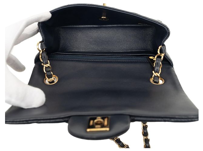 Chanel Blue Mini Rectangular Classic Lambskin Single Flap Blu navy - vista 4