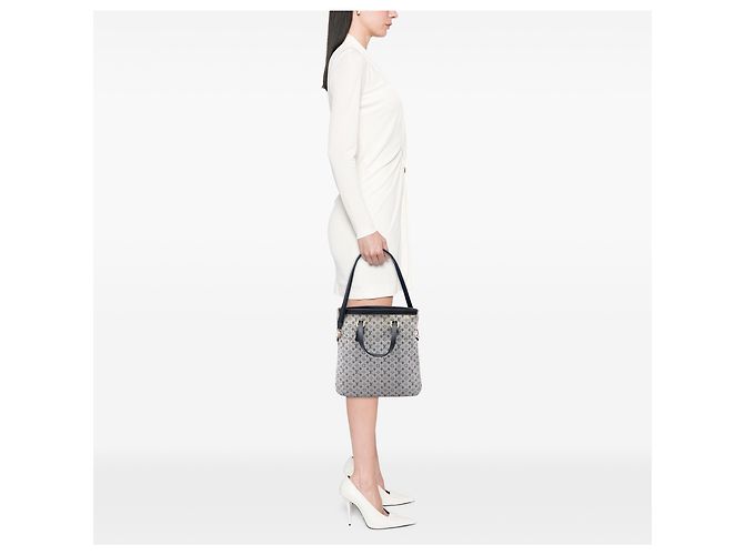 Louis Vuitton Gray Monogram Mini Lin Francoise Marrone Blu navy - vista 6
