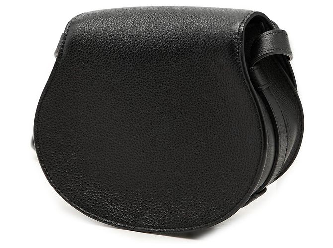 Chloé Marcie Saddle Crossbody in pelle grana piccola nera Small Nero - vista 2