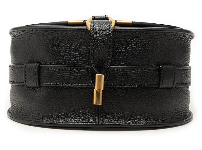 Chloé Marcie Saddle Crossbody in pelle grana piccola nera Small Nero - vista 3