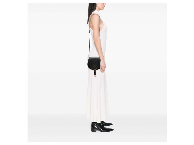 Chloé Marcie Saddle Crossbody in pelle grana piccola nera Small Nero - vista 6