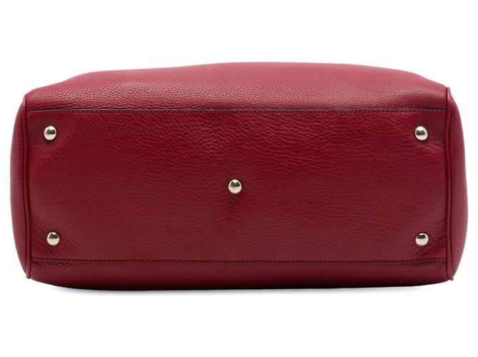 Borsa Satchel Gucci Bamboo Shopper Media in Vitello Rossa - vista 3