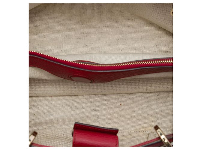 Borsa Satchel Gucci Bamboo Shopper Media in Vitello Rossa - vista 4