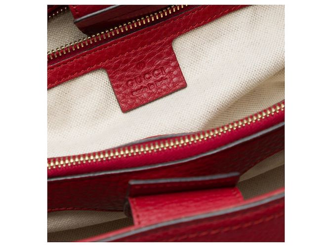 Borsa Satchel Gucci Bamboo Shopper Media in Vitello Rossa - vista 5