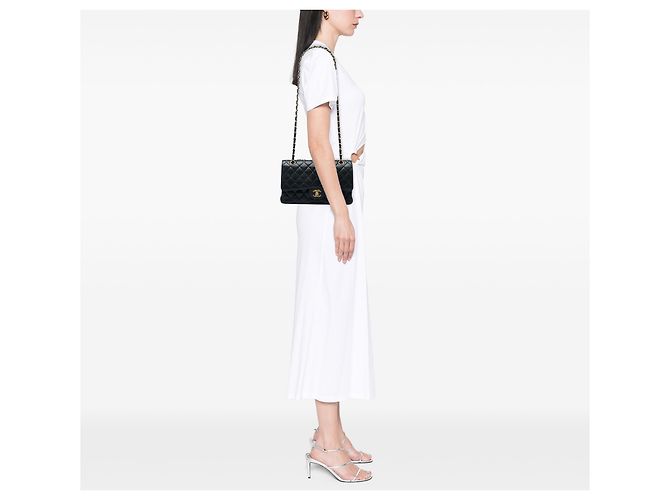 Chanel Black Medium Classic Caviar Double Flap Nero - vista 5