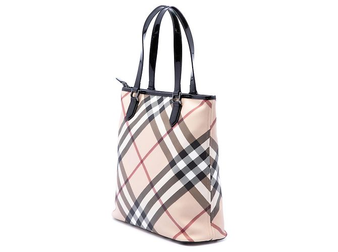 Burberry Beige Supernova Check Tote aus beschichtetem Canvas - Ansicht 2