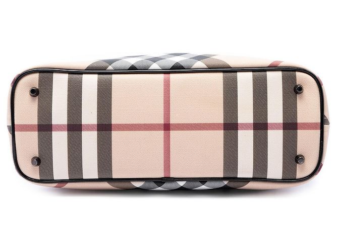 Burberry Beige Supernova Check Tote aus beschichtetem Canvas - Ansicht 3
