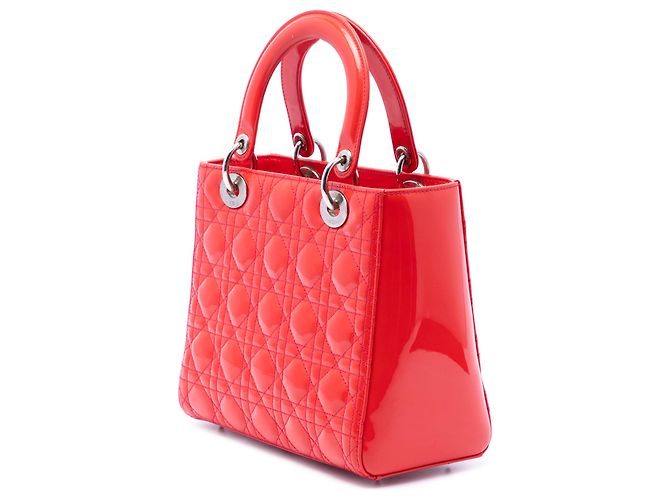 Dior Red Medium Patent Cannage Lady Dior Rosso - vista 2