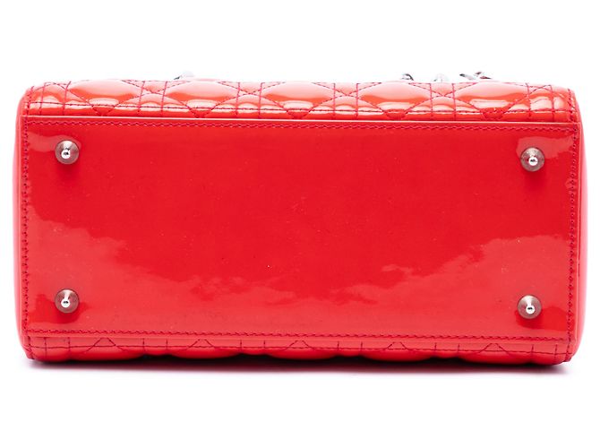 Dior Red Medium Patent Cannage Lady Dior Rosso - vista 3