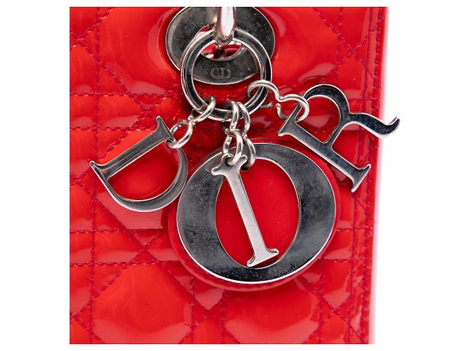 Dior Red Medium Patent Cannage Lady Dior Rosso - vista 5