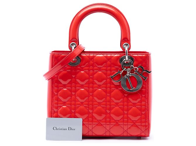 Dior Red Medium Patent Cannage Lady Dior Rosso - vista 7