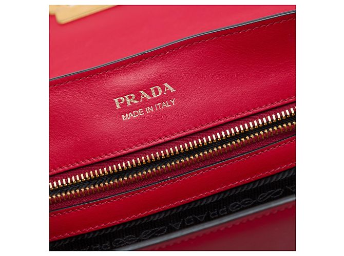 Borsa Satchel Prada Cahier in vitello City con rifiniture in Saffiano rosso - vista 5