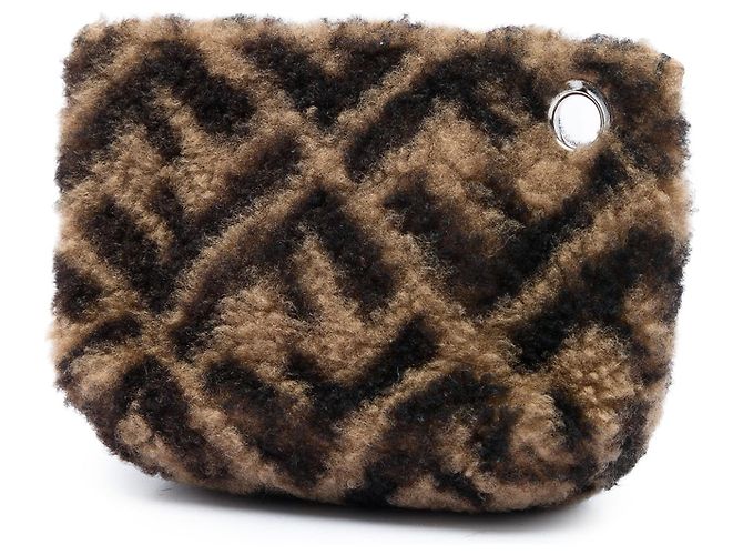 Fendi Brown Zucca Shearling Pyramid Pouch Braun - Ansicht 2