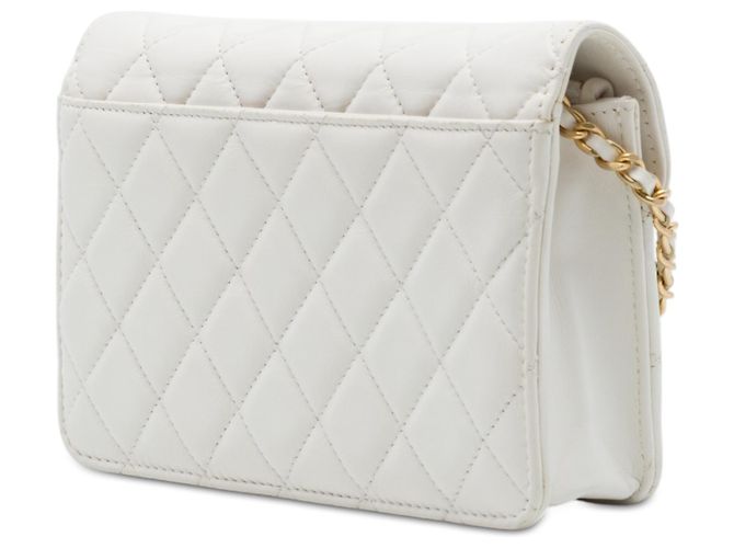 Chanel White Quilted Calfskin Enchained Flap Wallet on Chain - view 2