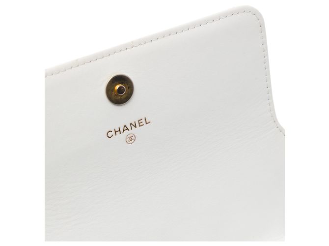 Chanel White Quilted Calfskin Enchained Flap Wallet on Chain - view 5