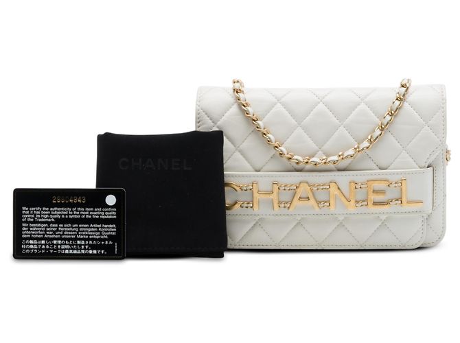 Chanel White Quilted Calfskin Enchained Flap Wallet on Chain - view 7