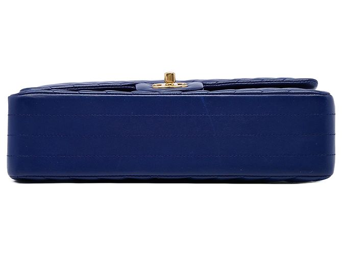 Chanel Blue Medium Classic Chevron Lambskin Double Flap - vista 3