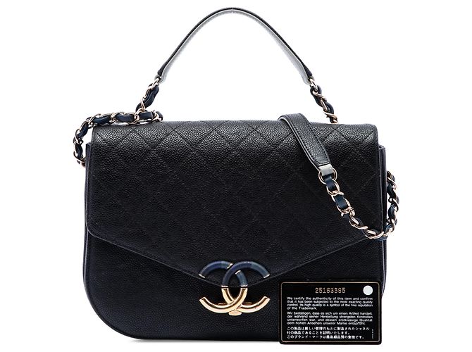 Chanel Black Paris Cuba Medium Quilted Caviar Thread Around Flap Nero - vista 7