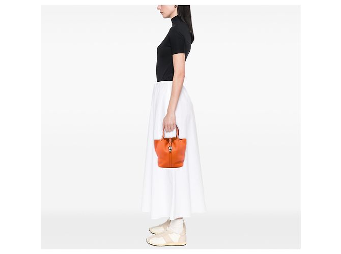 Hermès Orange Clemence Picotin Lock 22 Arancione - vista 5